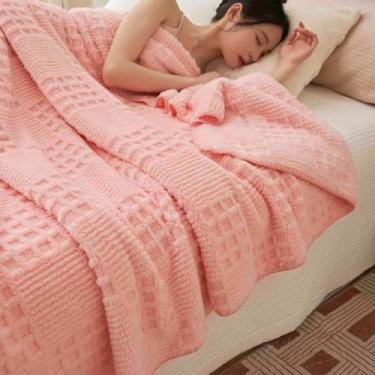 Imagem de JUSHZ Cobertor de lã ponderado cobertor xaile fofo feminino masculino para cama adulto casal solteiro para sofá resiste ao desbotamento para aquecer no escritório, sala de estar ou carro (rosa, 100 x