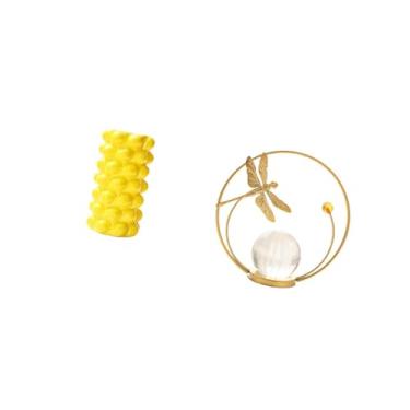 Imagem de Fenteer Vaso de Flores de Porcelana E Escultura de Bola de Cristal, Estatueta de Metal, Ornamento de Mesa para Mesa, Sala de Estar, Corredor, Lareira, Quarto,