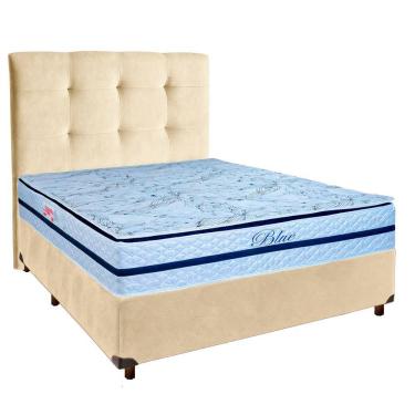 Imagem de Kit Cama Box + Cabeceira + Colchão Casal Molas Ensacadas - Blue - Paropas