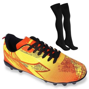 Imagem de Kit Chuteira Campo Diadora Agilita Infantil + Meião