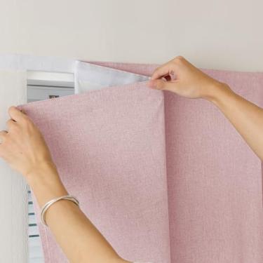 Imagem de Cortinas autoadesivas 100% blackout, persiana preta para janela, coberturas temporárias de tecido, cortinas fáceis de pendurar, sem necessidade de haste, uso para quarto, cozinha, L 152 x C 152 cm, 1