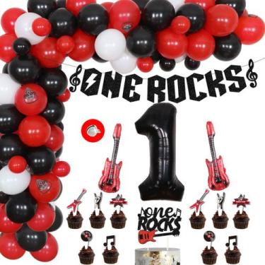 Imagem de Decorações de festa Funmemoir One Rocks 1st Birthday Rock Rock Band