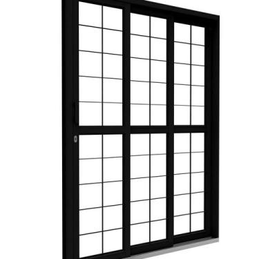 Imagem de Porta de Aço de Correr Lateral 3 Folhas com Grade Quadrada 213x150 Rio