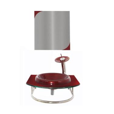 Imagem de Gabinete de Vidro 60cm para banheiro Suécia - EKASA, Vermelho Cereja