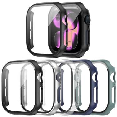 Imagem de Haojavo Pacote com 5 para Apple Watch Series 11/10 42 mm, capa rígida de policarbonato com filme de vidro temperado, ultrafina, fina, resistente a arranhões, amortecedor protetor para iWatch S11 S10