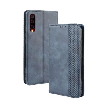 Imagem de Capa para Umi UMIDIGI X,Retro Flip magnético,Caso de telefone de couro PU,Design de carteira com 3 slots de cartão e 1 clipe de dinheiro -Blue