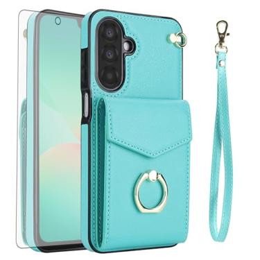 Imagem de Asuwish Capa de celular para Samsung Galaxy A17/A26 5G capa carteira com protetor de tela de vidro temperado e anel de bloqueio RFID porta-cartão de crédito, acessórios de couro A 17 26 17A 26A 4G