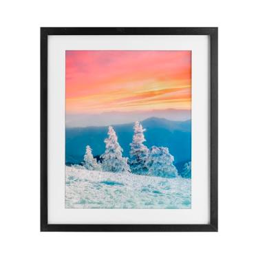 Imagem de Stupell Industries Impressão emoldurada de bétula de fogo e gelo pôr do sol sob vidro, design de Jared Kreiss, 40 x 33