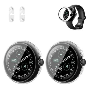 Imagem de Capa de 2 peças para Google Pixel Watch 4 de 41 mm com protetor de tela – Protetor de relógio rígido de PC com assistente de carregamento, carregamento compatível com capa, à prova de choque