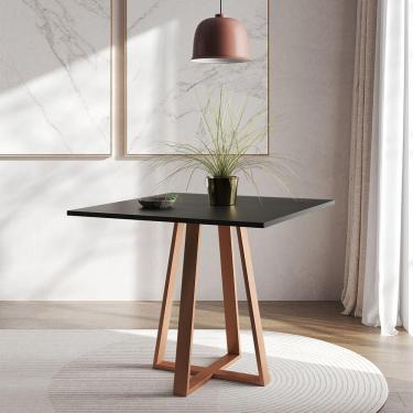 Imagem de Mesa De Jantar Mônaco 90Cm Preta Base Cobre - Preto