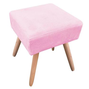 Imagem de Puff Ibiza Quadrado Suede Rosa Bebê Natural