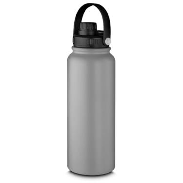 Imagem de Garrafa Térmica 1,1L em Aço Inox Parede Dupla com Alça – Cinza, Tampa Rosqueável e Vedação em Silicone