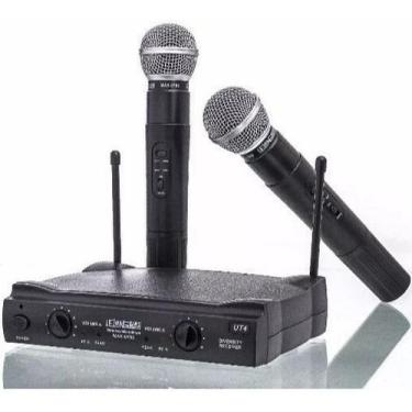 Imagem de Microfone Sem Fio Duplo Uhf Wireless Le-906 Lelong Cor Preto Microfone