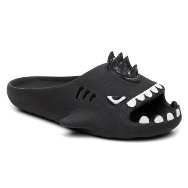 Imagem de Chinelo Infantil Slide Sharky Fun Tubarão Punk Divertido e 2 Barbatana