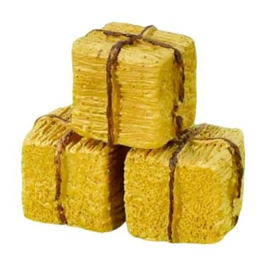 Imagem de KiBcsLic 3x Mini Fardos de Feno para Decoração de Micro Paisagens, Adereços Decorativos para Fotos, Simulação de Fardos de Feno para Artesanato DIY e Fazenda, Quadrado 2.5x2.5x2.5cm