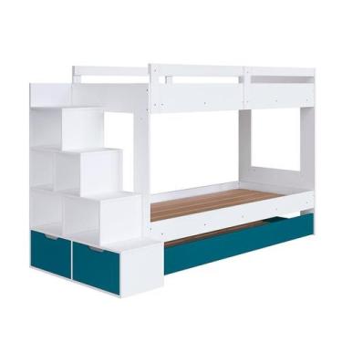 Imagem de Treliche Charlie 2 Gavetas Branco e Azul - Completa Móveis