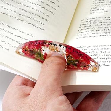 Imagem de Marcador de livro de resina de flor de aniversário personalizado, marcador de livro para presentes de aniversário de Natal, acessórios de leitura de anel de polegar feitos à mão com flor personalizada