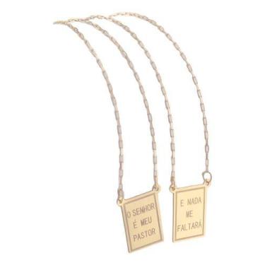 Imagem de Escapulário Ouro 18k 750 Meu Pastor 9x12 Piastrine 60 Cm - JOIE JOIAS 