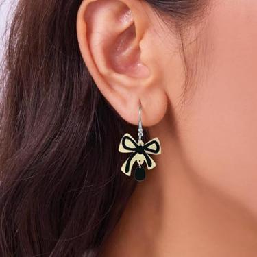 Imagem de Brincos de laço femininos com pingente de pérola na moda, presente de dia dos namorados, presentes de amizade, Medium, Latão, Sem pedra preciosa