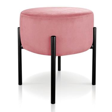 Imagem de Puff Iron Suede Rose Base Palito D´rossi