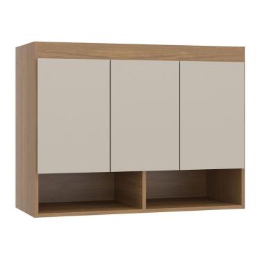 Imagem de Armário Aéreo Guarda Roupa Modulado Selene 3pts Menu Móveis Carvalho