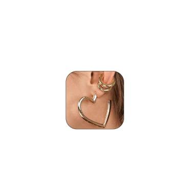 Imagem de Brinco de orelha para mulheres brincos de orelha de ouro brincos de cartilagem brincos redondos não perfurados cartilagem clipe de orelha envoltório ear cuff joias presentes, Metal, Sem pedra preciosa