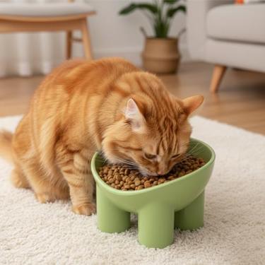 Imagem de Tigela de cachorro levantada com perna de elefante com suporte elevado angular para alimentação doméstica de animais de estimação, uso adulto, design de prato de várias pernas (verde grama)