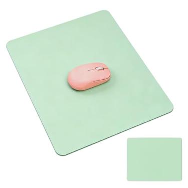 Imagem de VEINARDYL Mouse pad de couro PU, tapete de mouse antiderrapante à prova d'água para jogos para computadores, laptop, mesa, escritório e casa, 26 x 21 cm (verde menta)