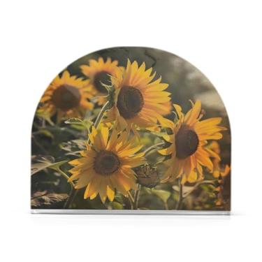 Imagem de CEBUGI Porta-guardanapos para mesas porta-guardanapos de acrílico girassóis porta-guardanapos de papel para decoração de cozinha e festa de jantar