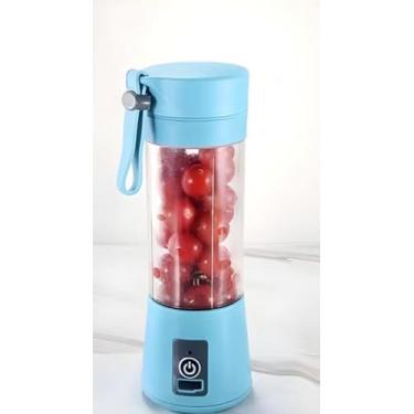 Imagem de Mini Liquidificador Portátil com 6 Lâminas, Cabo USB, Azul, Recarregável