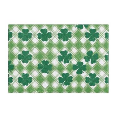 Imagem de Burbuja Tapete de banheiro xadrez St. Patrick Clover, tapete de banheiro absorvente extra macio com suporte antiderrapante para banheiro, banheira e chuveiro, 40,6 x 61 cm