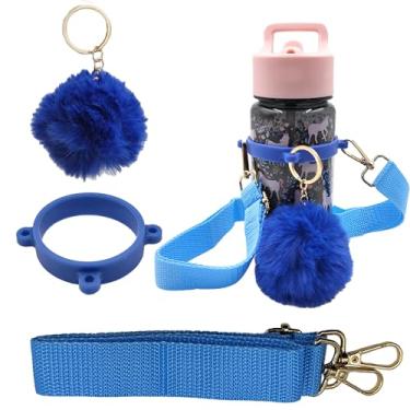 Imagem de xcivi Acessórios de copo para garrafa de água infantil simples e moderna da Patrulha Canina, incluindo alças de garrafa de água, anel de copo de esfregão, bola de pelúcia para simples e moderno (azul)