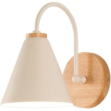 Imagem de Luminária de parede LED, arandela de parede vintage rústica, luminária de cabeceira com haste flexível de madeira branca, luminária de parede interna de metal vintage para quarto, sala de es