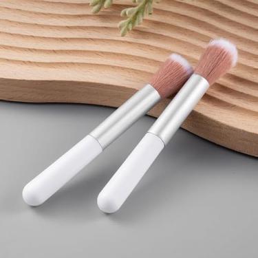 Imagem de 2 pincéis de maquiagem portáteis versáteis e macios ovais de gel para arte em unhas, ferramenta profissional de manicure para aplicação e mistura de precisão