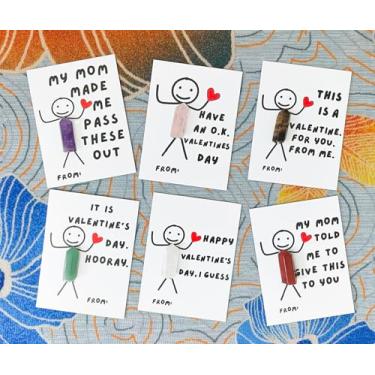 Imagem de Presentes de Dia dos Namorados para crianças, pacote com 24 cartões engraçados de Dia dos Namorados com presente de cristal – Troca de presentes de Dia dos Namorados para meninos e meninas, crianças