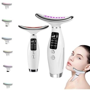 Imagem de Massageador Recarregável 7 Modos para Rosto e Pescoço — Fototerapia LED, Vibração Sônica, USB Tipo‑C