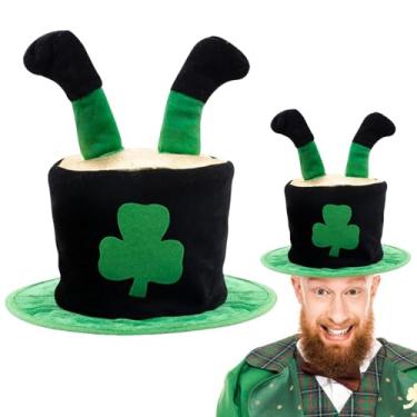 Imagem de rosulasi Chapéu de Dia de São Patrício Trevo Verde Leprechaun, Chapéu Engraçado de Feltro de Leprechaun Irlandês para Mulheres Homens Adultos, Lembranças de Festa do Dia de São Patrício, Acessórios de