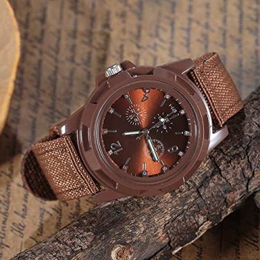 Imagem de Luqeeg Relógio de Pulso Analógico Eletrônico Redondo Com Pulseira de Nylon Durável para Militares Em Preto/prata/azul/verde exército/café (Café SWI)