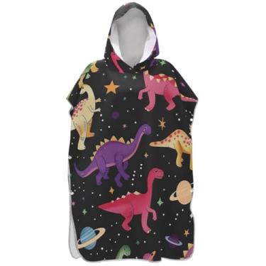 Imagem de Joisal Poncho de surfe trocador de roupão para praia Adul moletom toalha natação plus size dinossauros fofos espaço ponchos femininos com capuz