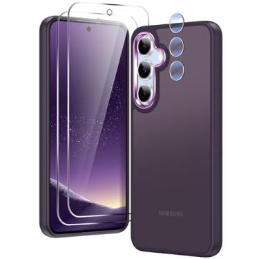 Imagem de Capa de telefone compatível com Samsung Galaxy S24-FE: capas para Samsung S24 FE, capa protetora rígida anti-impressão digital, capa fina para S24 FE, L-roxo