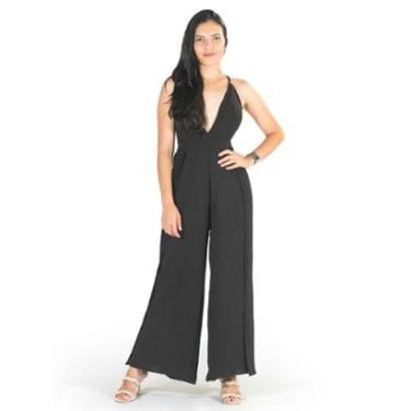 Imagem de Macacão Longo Pantalona Fenda Decote Costas Cruzada Social-Feminino