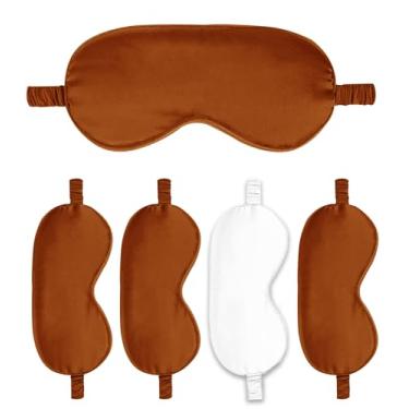 Imagem de Máscaras de dormir pacote com 5 capas de seda para olhos de cetim máscara blackout sedosa macia para olhos para dormir capas para presentes de dama de honra