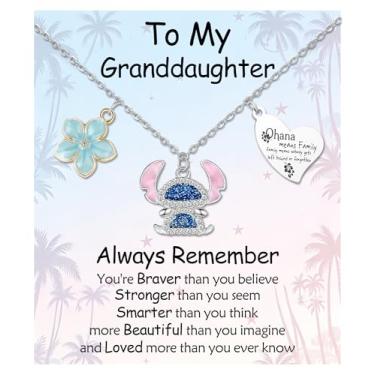 Imagem de Colar personalizado para meninas Ohana Means Family Pingente de presente para filha, neta, sobrinha, irmã, aniversário, Aço inoxidável, Sem Pedra Preciosa