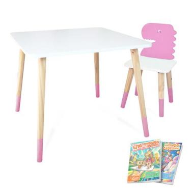 Imagem de Kit Mesa e Cadeira Infantil Dinossauro - Eita Casa Perfeita, Rosa