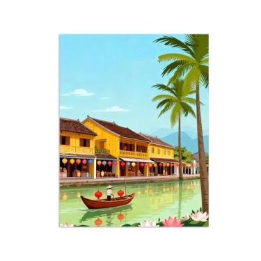 Imagem de Pôster paisagem - Rio cidade - Impressões em Tela - Imagem Moderna Natureza para Sala de Estar Decoração 30x40cm Sem Moldura