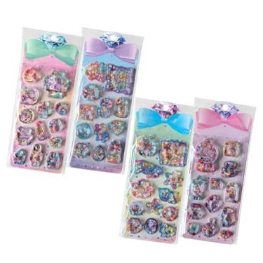 Imagem de Autocolantes de Cartoon - 4 Folhas de Decalque Com Artes Aquáticas - Adesivo Estético 3D com Lantejoulas - para Decoração de Smartphone Sala de Aula Negócios Professor Recompensa Escolar