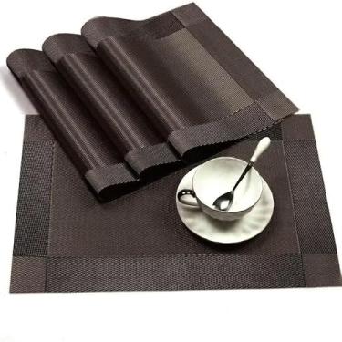 Imagem de Kit 6 Jogo Americano Antiderrapante 45x30cm – Lugar Americano Mesa Jantar Fácil de Limpar (Preto)