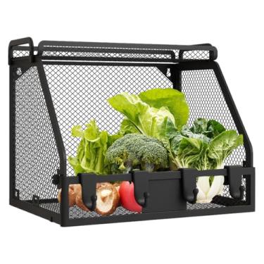 Imagem de Cesta de arame de parede | Organizador de armazenamento de arame vegetal resistente | Organizador de cesta de frutas de parede grande para despensa, banheiro, quarto, cafeteria