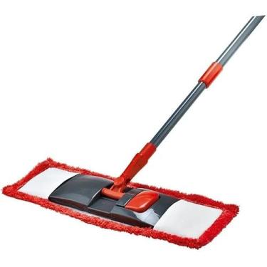 Imagem de Mop Flat Microfibra Rodo Mágico Cabo Aço ajustável Vermelho e Cinza - Premium