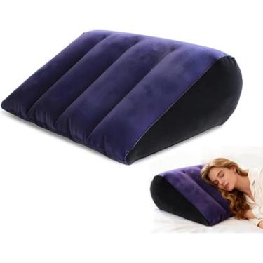 Imagem de Almofada inflável portátil de cunha, posicionadores corporais para pernas, travesseiro de cunha leve para dormir, elevação das pernas, uso na cama, almofada de cama triangular para pernas e costas